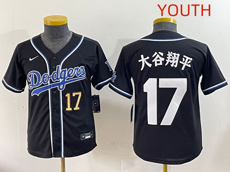 Youth 2025 Los Angeles Dodgers #17 Ohtani Black Three generations Fashion Nike MLB Jersey style 17